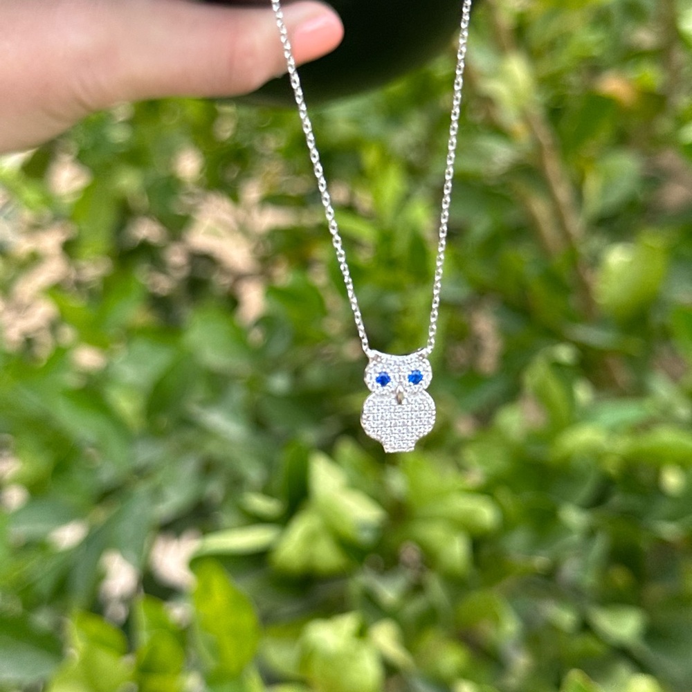 Sterling silver owl necklace marked 925 - Picture 5 of 6
